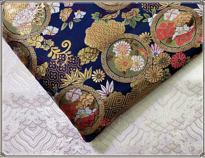 Floral Silk Brocade Fabric: 29.5" Wide, Costume Upholstery by the Meter