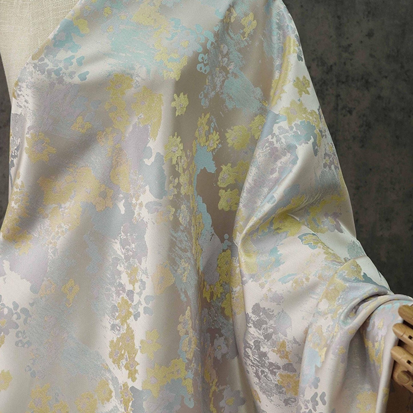 Gold Thread Jacquard Fabric: 3D Oil Painting Texture, 65" Wide