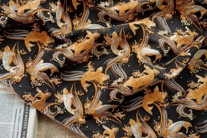 Nishijin Japanese Kinran Fabric: 3D Fish Jacquard Brocade (54" Width)
