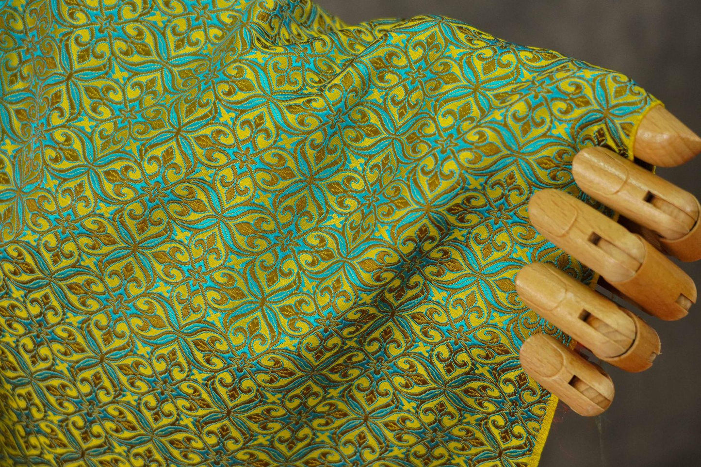 Teal Green Silk Brocade Fabric: Traditional Upholstery & Sewing, 59" Wide