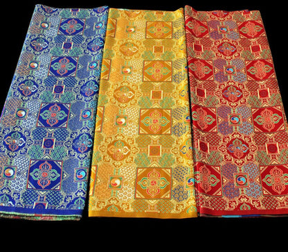 Mongolian Brocade Fabric: Tibetan Gown Material, 29.5" Wide, By The Meter