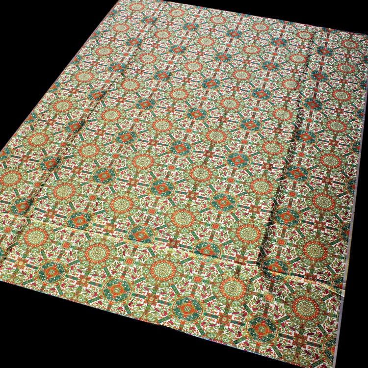 Mongolian Bada Fabric: Tibetan Caisson Pattern Rayon, 58"W, By The Meter