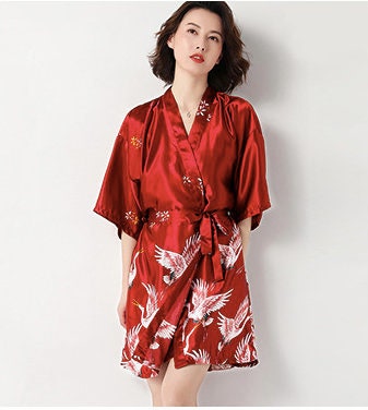 Crane Print Satin Rayon Fabric: Soft Bridal Fabric By The Meter