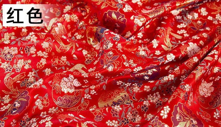 Tissu brocart de soie Koi : 150 cm de large, style chinois, en rayonne, idéal pour la couture.