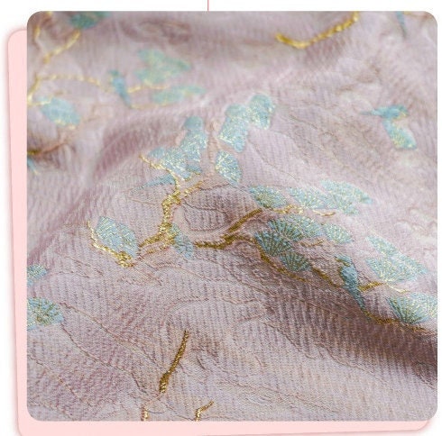 Pink & Gold Jacquard Fabric: 3D Upholstery, Costume, Decor (57"W)