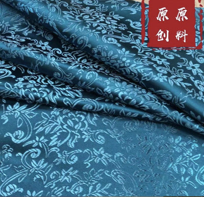 Floral Brocade Fabric: Dark Rayon Upholstery, Costume, Decor