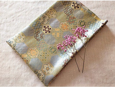 Handmade Embroidered Brocade Fabric: Tibetan Robes, Shrines (29.5"W)