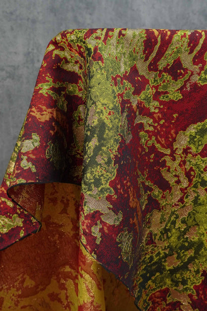 Gold Thread Abstract Jacquard Fabric: Luxury Upholstery, Dressmaking (63"W, Per Meter)