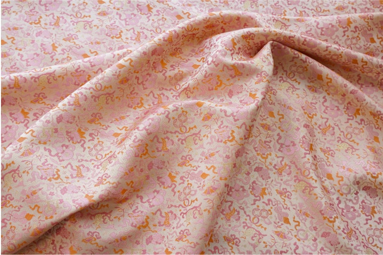 Flying Dragon Brocade Fabric: 59"W Rayon Satin