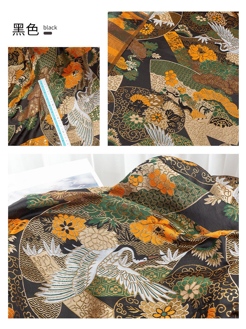 Tissu brocart de soie Kirin japonais : tissu d’ameublement tissé Nishijin coloré (largeur : 150 cm)