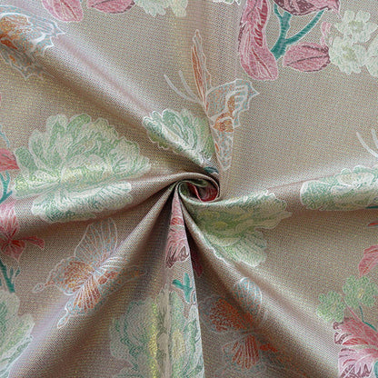 Gold Thread Floral & Butterfly Woven Fabric ��� Colorwoven Jacquard Textile for Dress, Quilting, Upholstery, DIY Sewi" Wide