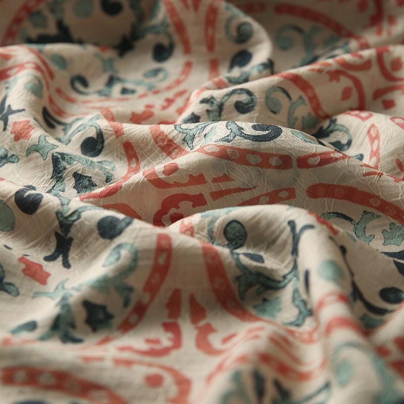 Tissu Tencel Ramie : Impression Dunhuang, Couture et Ameublement - Au mètre