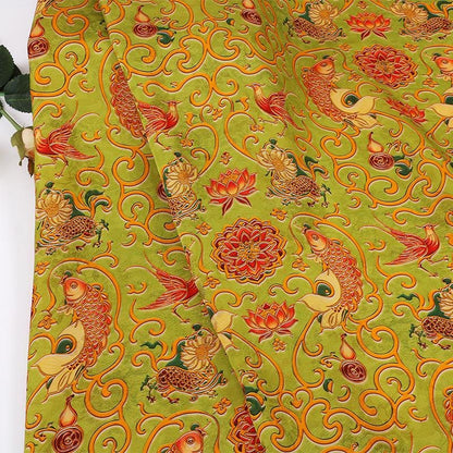 Phoenix and Koi Fabric: Luxury Printed Rayon Tea Silk (59" Wide)