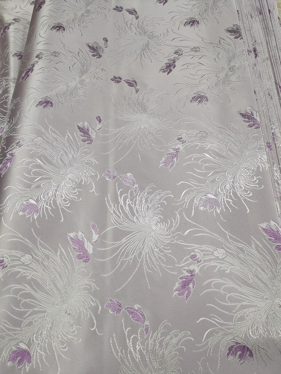 Chrysanthemum Brocade Fabric: 45" Wide Satin Jacquard Damask - Costume & Decor