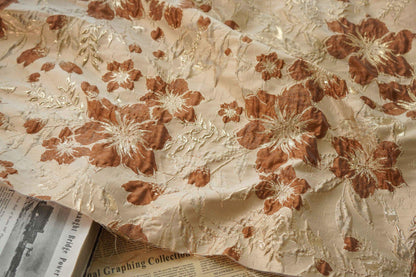 Gold Thread Jacquard Fabric: Pea Green 3D Designer Material - 58" Wide