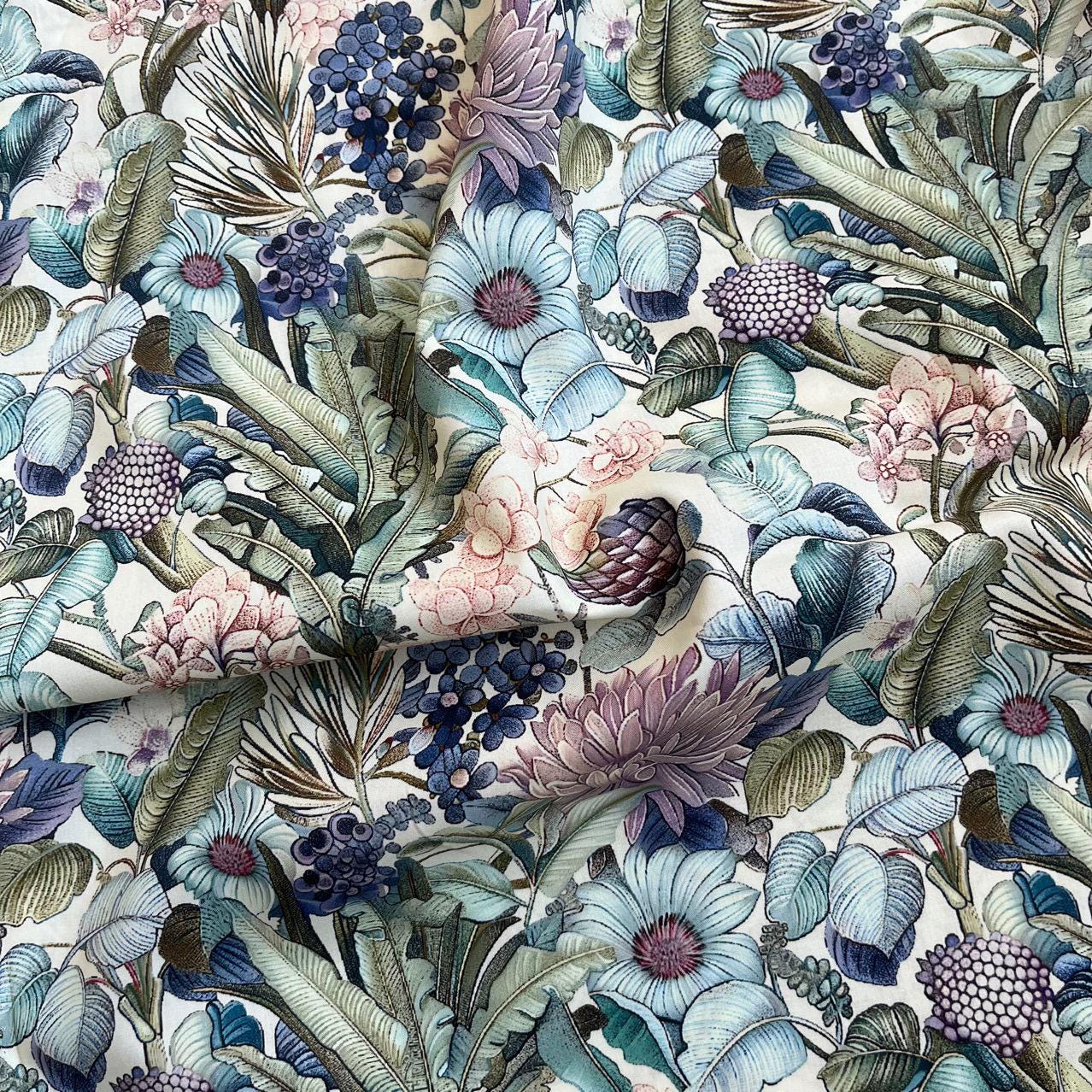 Floral Cotton Fabric: 59"W Vintage Style Sewing & Upholstery