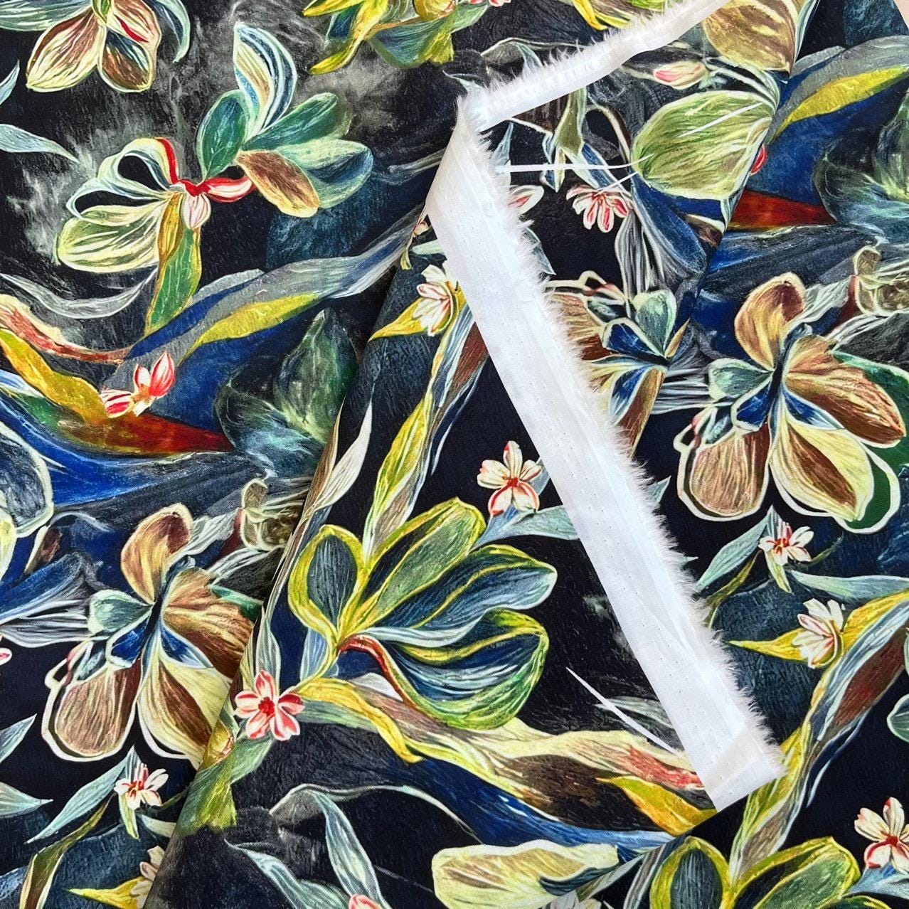 Floral Cotton Fabric: 1960s Style Upholstery, Costume, & Sewing - 59"W