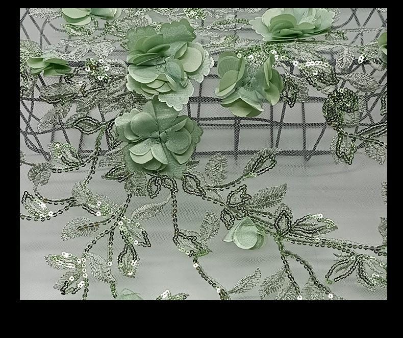 Foil Flower 3D Embroidery Mesh Fabric ��� Bridal Wedding Veil, By Th