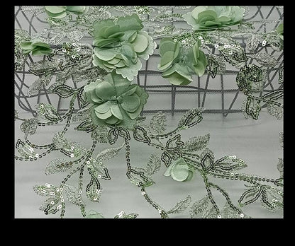 Foil Flower 3D Embroidery Mesh Fabric ��� Bridal Wedding Veil, By Th