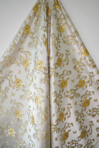 Brocart de soie à motif floral jacinthe, largeur 160 cm (vendu au mètre)