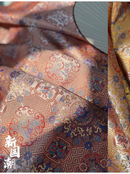 Chinese Brocade Fabric | Window Motif Jacquard, Hanfu Cheongsam Material
