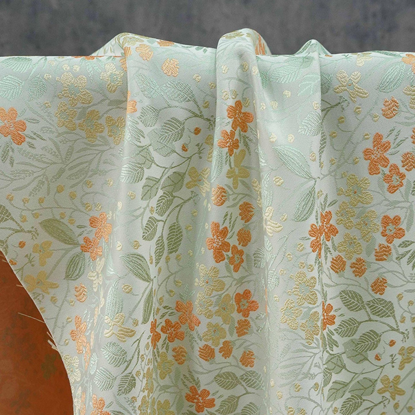 Tissu tissé à motifs floraux, coton japonais pour patchwork orange-jaune, 168 cm de large