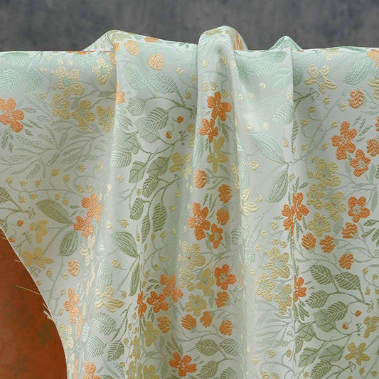 Floral Woven Fabric, Orange-Yellow Japanese Quilting Cotton, 66" Wide
