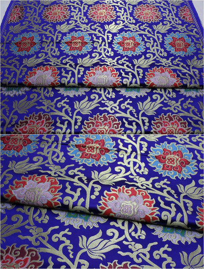 Lotus Thangka Brocade Fabric: Tibetan Buddhist Robes (29.5"W)