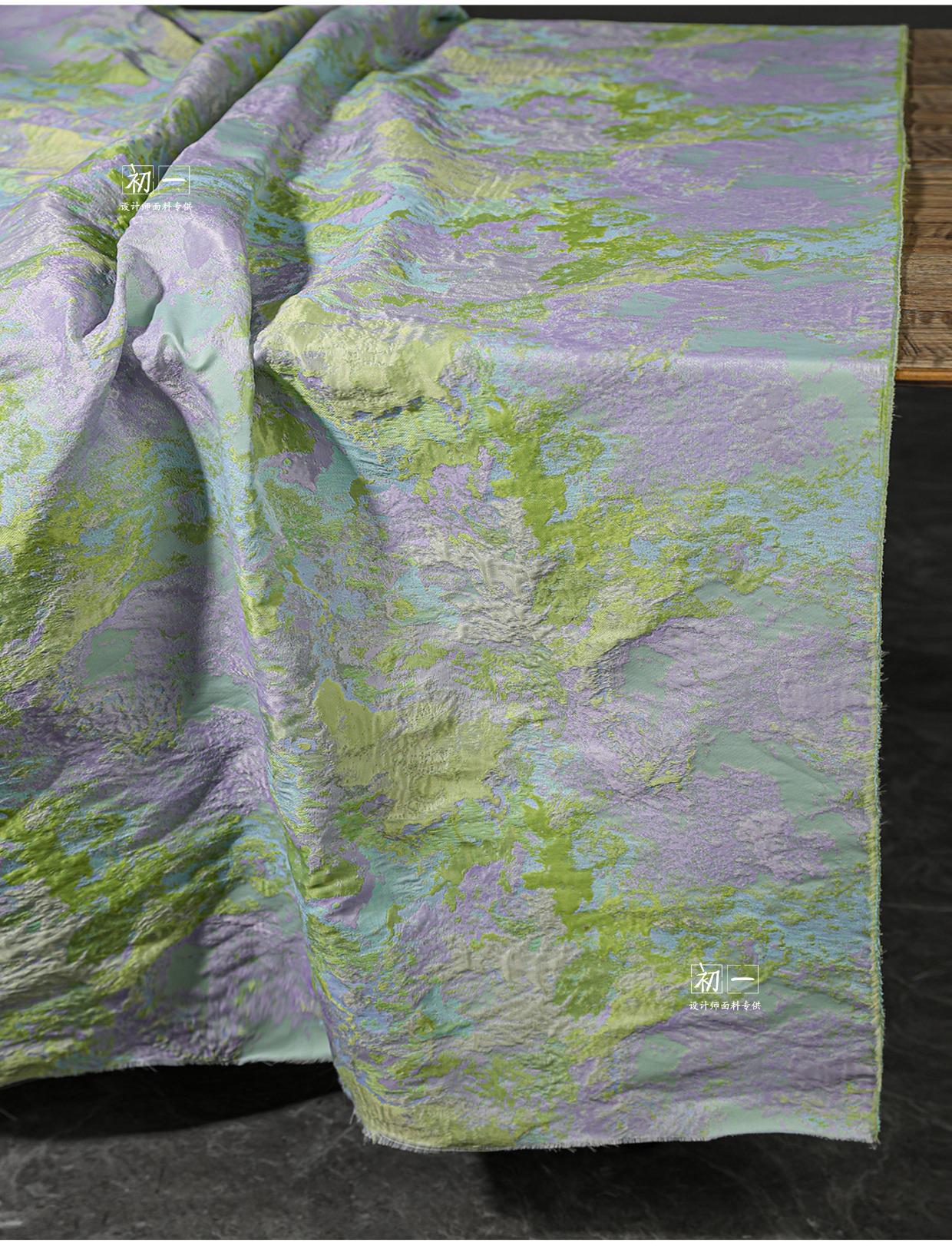 Gold Thread Jacquard Fabric: 3D Oil Painting Texture, 62" Wide