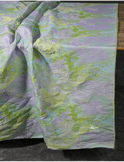 Gold Thread Jacquard Fabric: 3D Oil Painting Texture, 62" Wide