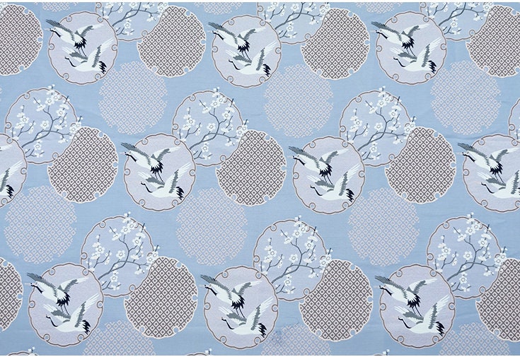 Crane & Plum Blossom Jacquard Fabric: Cheongsam Qipao Sewing Material
