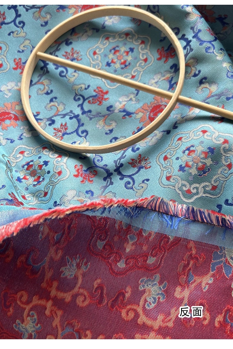 Silk Brocade Fabric: 59"W Floral Sewing Material