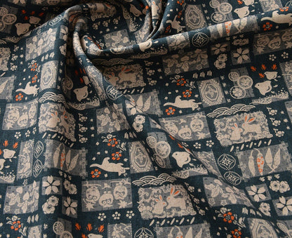 Japanese Cotton Linen Fabric: Patchwork Print for Sewing & Upholstery