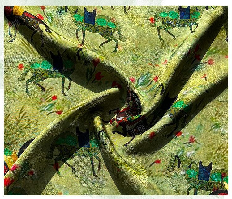 Galloping Horse Jacquard Xiangyun Silk ��� 100% Rayon Brocade Fabr"Wide