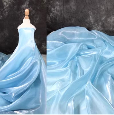 High Gloss Water Light Fabric: 59"W Polyester Yarn for Dress & Decor
