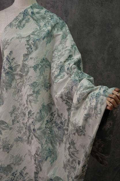 Chinese Landscape Jacquard Fabric: Elegant Upholstery & Dress Sewing (60"W)