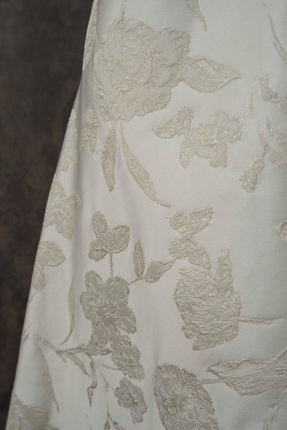 Ivory White Embossed Palace Jacquard Fabric: Damask Upholstery, Costume, Decor