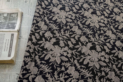 Black Floral Jacquard Fabric: Luxury Woven Dress Material (55" Wide)