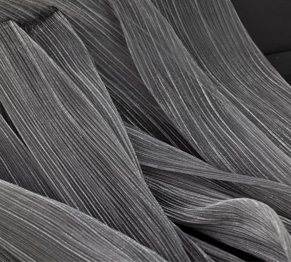 Two-Tone Pleated Organza Fabric: Fantasy Gradient Designer Material
