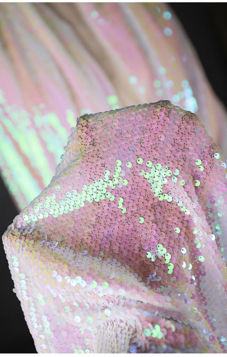 Pink Fish Scale Sequins Fabric: 53"W Symphony Gradient Polyester