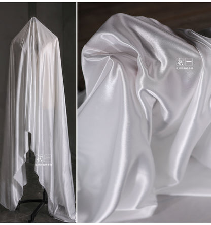 Tissu en satin de soie : couleurs unies, largeur 150 cm, tissu de luxe pour robes de mariée