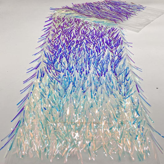 Tissu à broder à paillettes : bandes fluides de 4 mm x 60 mm, pour la confection de robes à faire soi-même