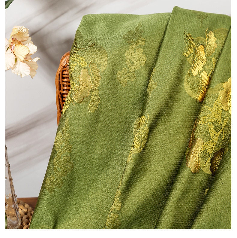 Jacquard Crane Brocade Fabric: 59"W Rayon Cheongsam Qipao Material