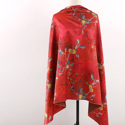 Floral Pearl Satin Fabric: Gambiered Canton Gauze, 58" Wide