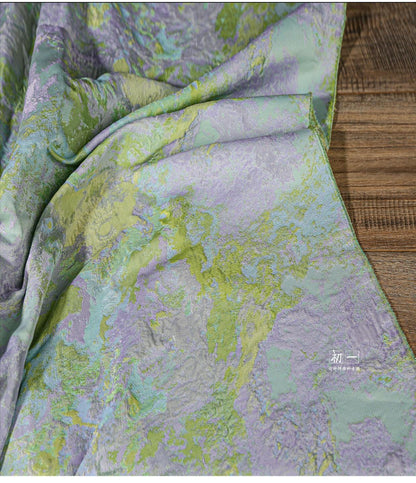 Gold Thread Jacquard Fabric: 3D Oil Painting Texture, 62" Wide