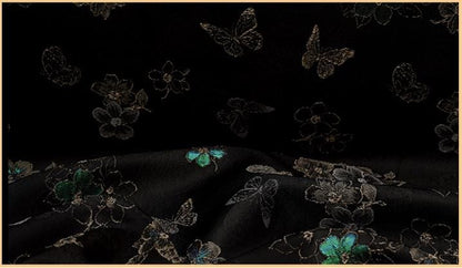 Embossed Butterfly Brocade Fabric - Jacquard Silk Rayon, 59" Wide