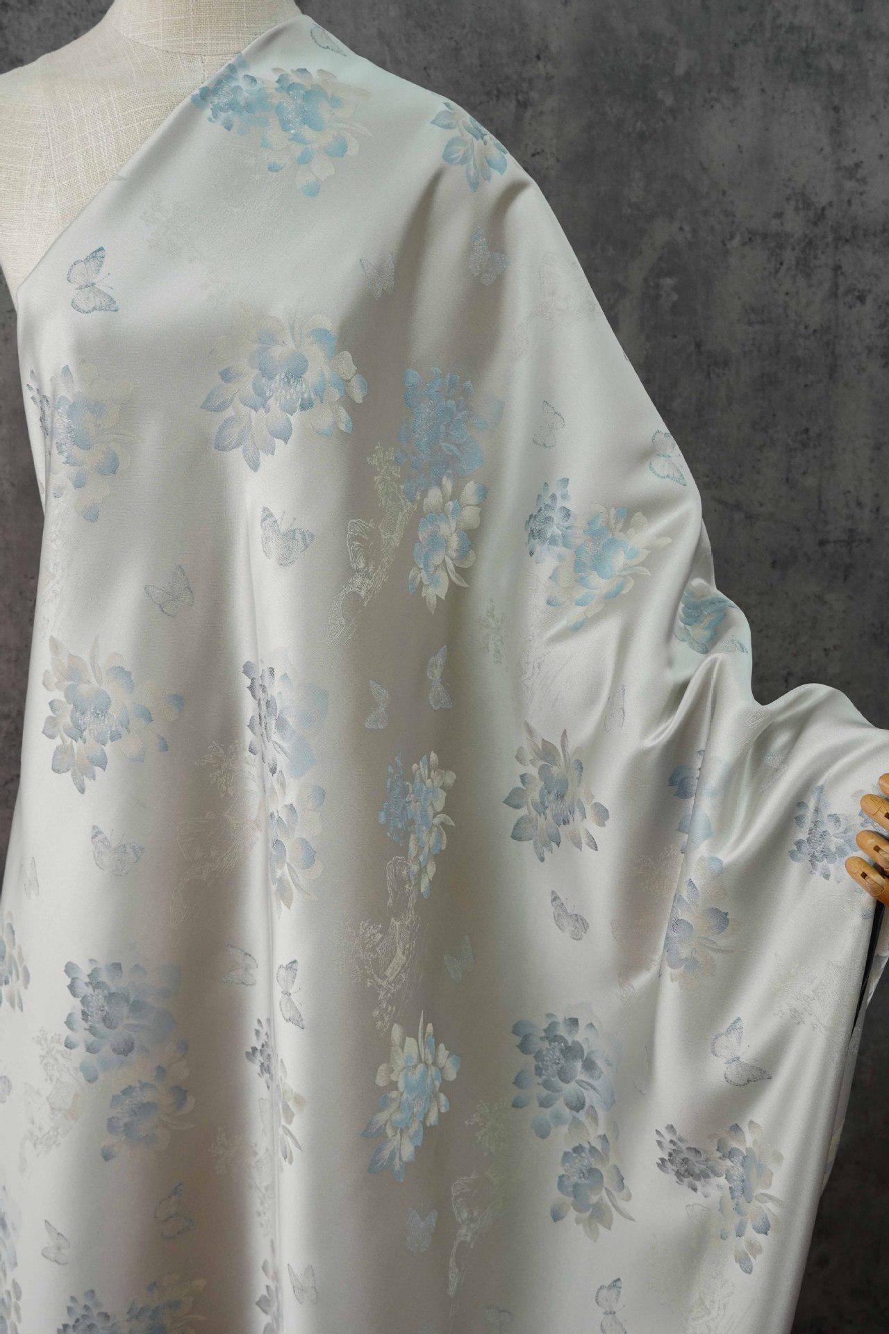 Tissu brocart à motifs floraux papillons ��� Jacquard chinois, ameublement &