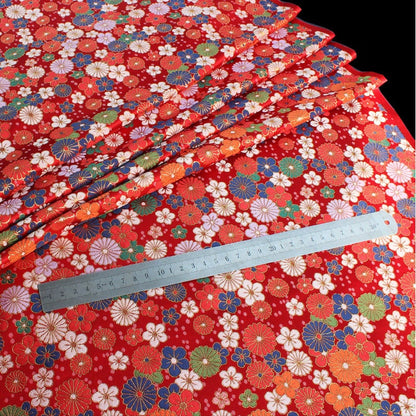 Japanese KINRAN Floral Fabric: Black Silk Rayon Blend, 59" Wide