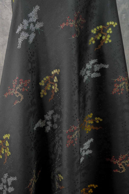 Gold Brocade Fabric: Pine, Bamboo & Plum Jacquard - 61" Wide