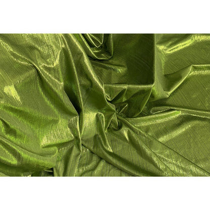 Apple Green Shiny Stretch Metal Fabric: 59" Wide, Stiff Texture
